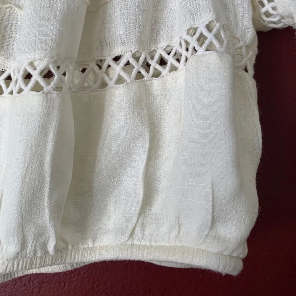 Urban Outfitters cream crouched, cropped off shoulder top, good condition, S